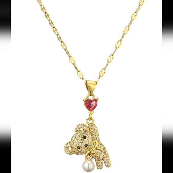 Jewelry - NIP! Gold valentines day bear necklace
